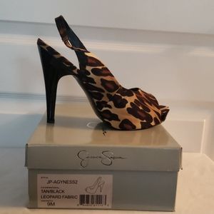 Jessica Simpson Leopard Print Slingback Heels